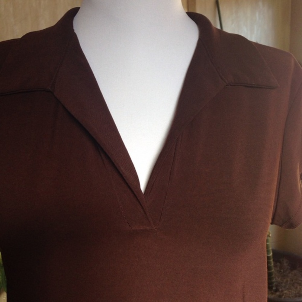 Claudia Richard brown short-sleeve top, size M - Picture 2 of 5